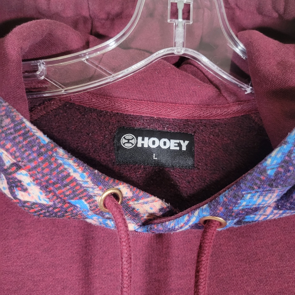 Hooey Maroon Hoodie with Multicolor Accents - Picture 3 of 9
